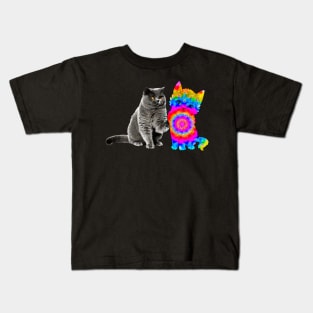tie dye  pattern cat :different friends colorful Kids T-Shirt